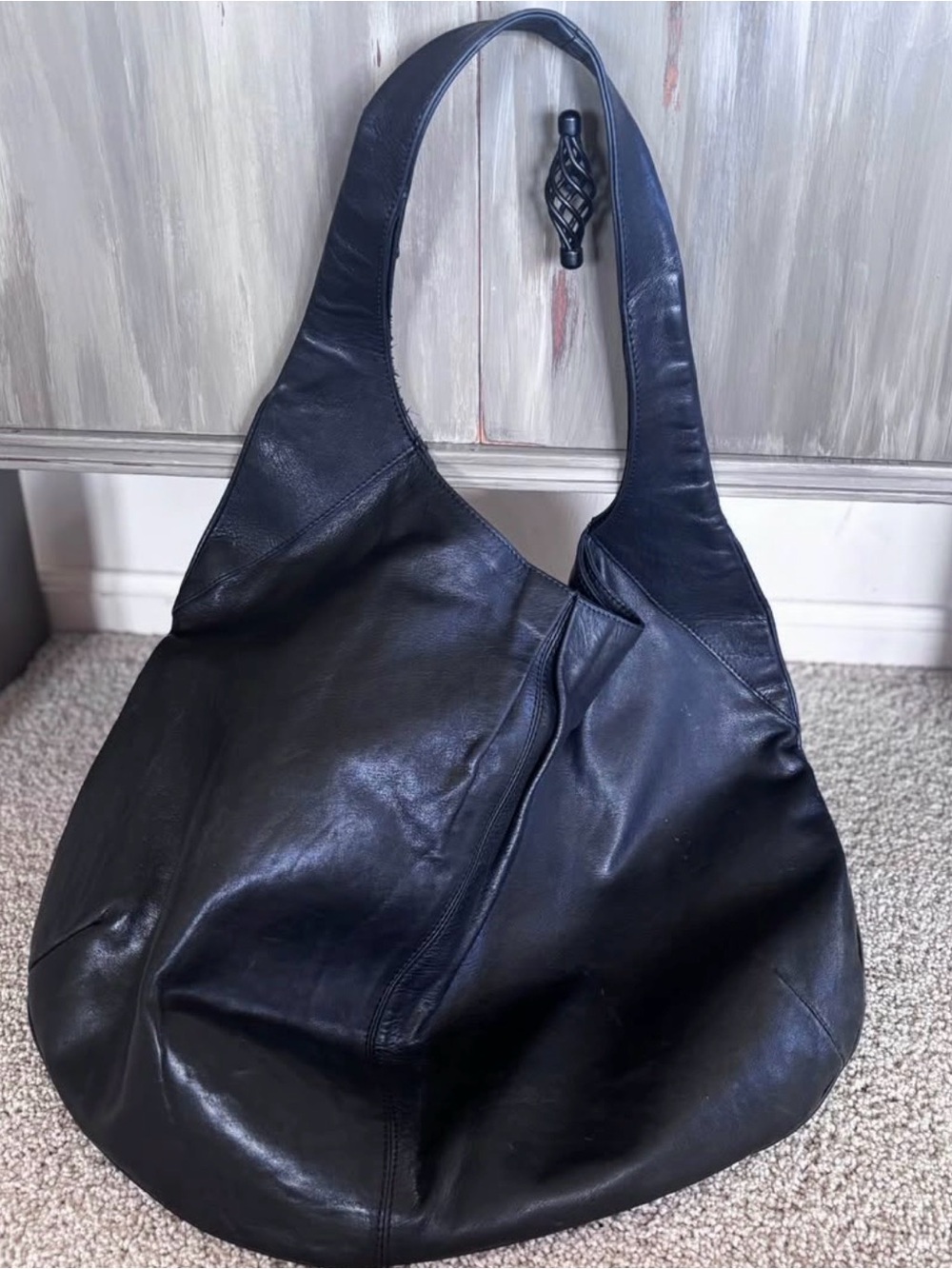 Nordstrom Black Genuine Leather Shoulder Hobo Bag✨